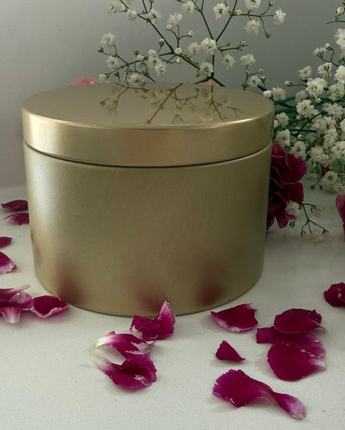 Luxury Brass Candle Tin with Double Crackling Wicks - 100% Pure Soy Wax