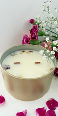 Luxury Brass Candle Tin with Double Crackling Wicks - 100% Pure Soy Wax