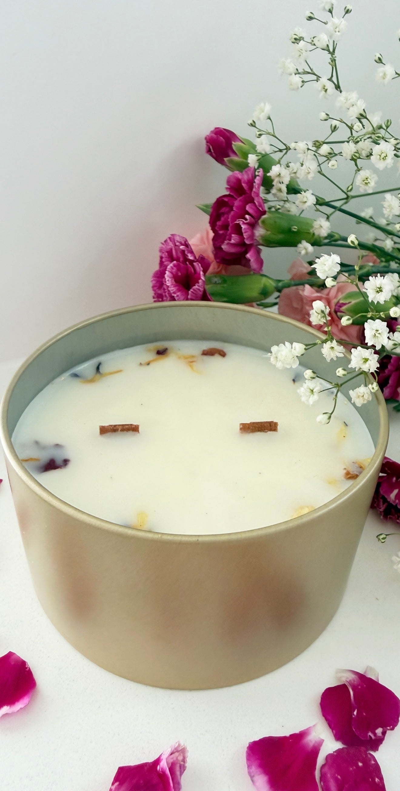 Luxury Brass Candle Tin with Double Crackling Wicks - 100% Pure Soy Wax