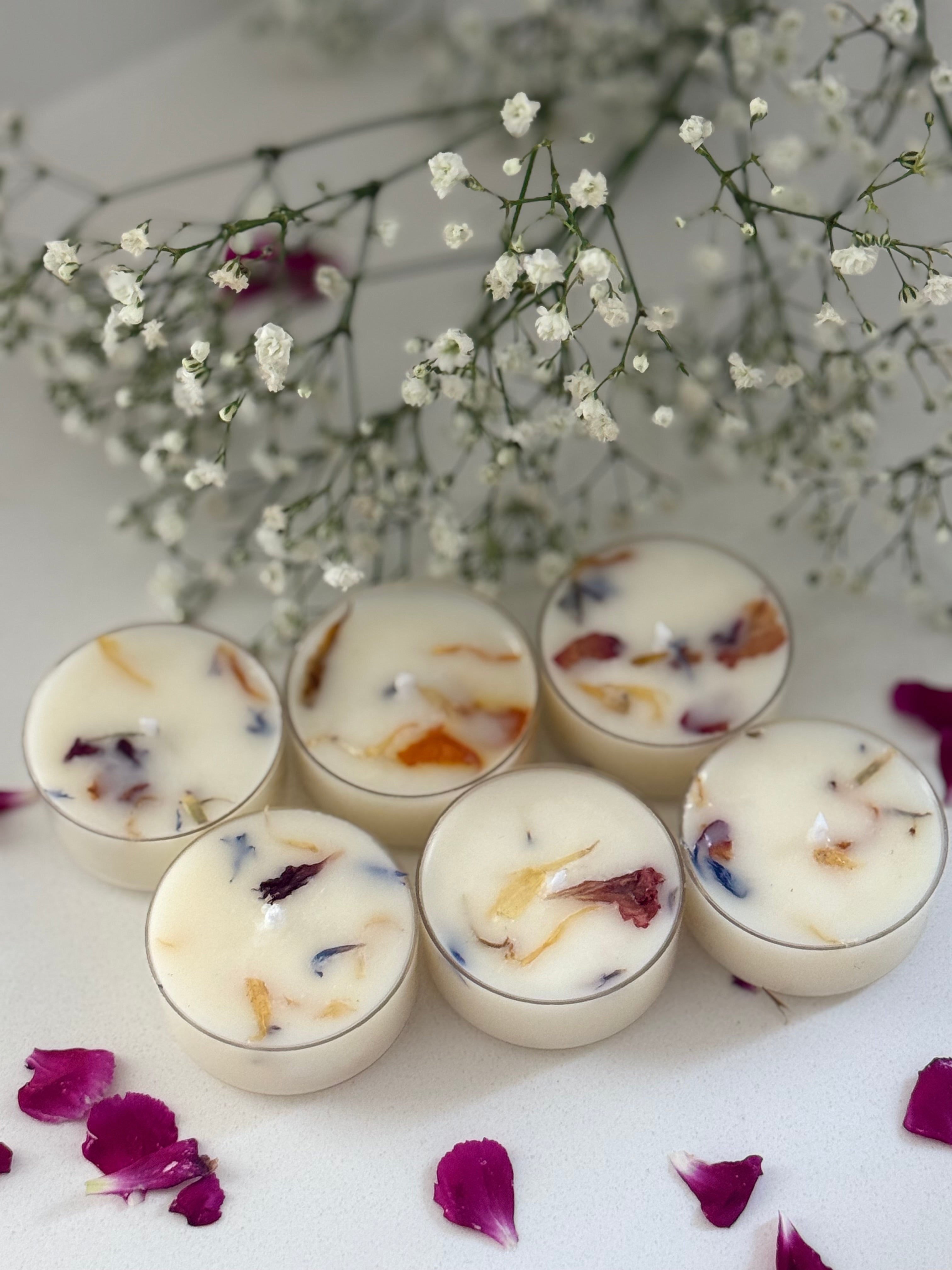 Luxury Botanical Tealight Candles (Pack of 6) 100% Pure Soy Wax