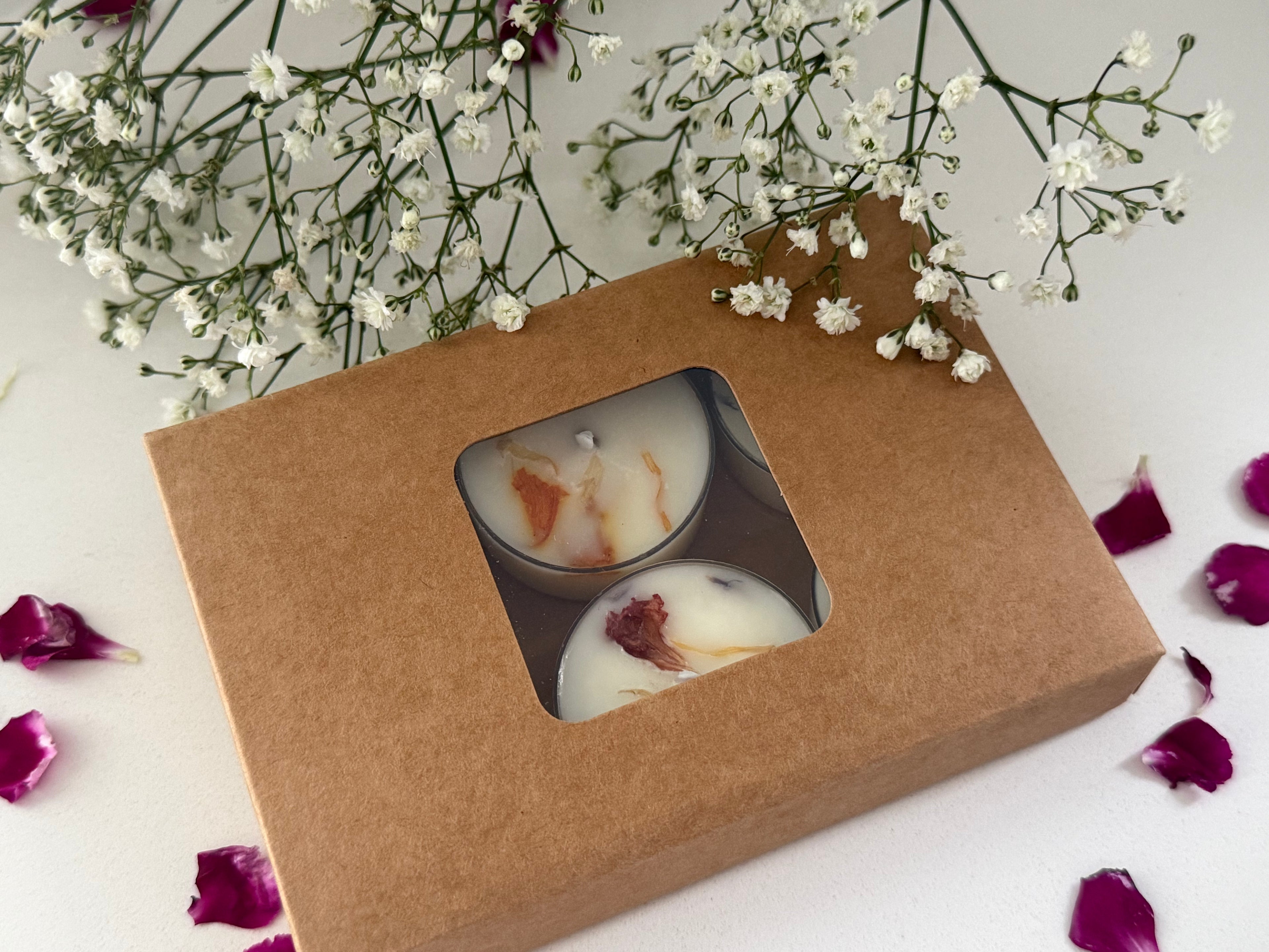 Luxury Botanical Tealight Candles (Pack of 6) 100% Pure Soy Wax